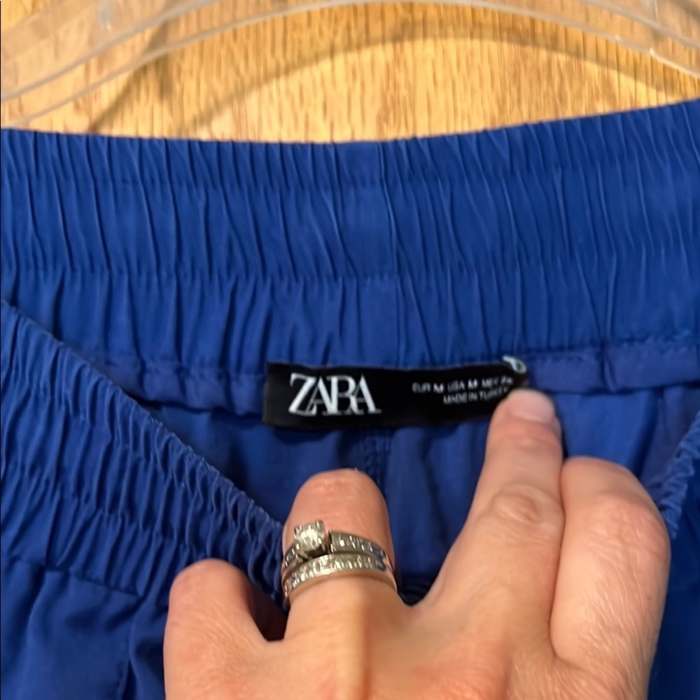 Zara Blue Capris Relaxed Fit Cotton Blend - Picture 2 of 9